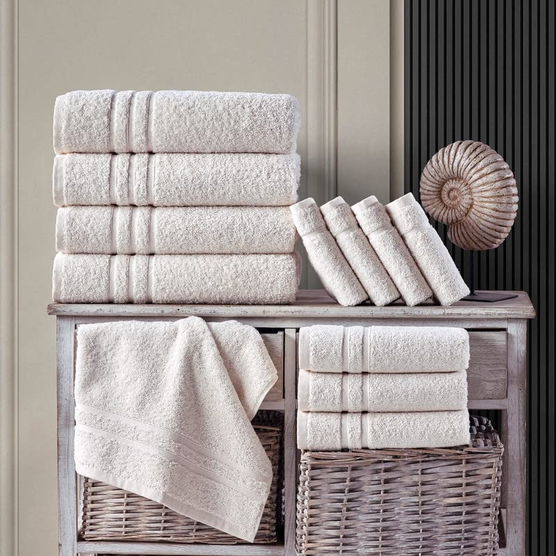 Sea Salt Cream Bath Towels 4 Pack Soft and Absorbent Premium Quality Perfect for Daily Use 100 Cotton Towel 600 GSM